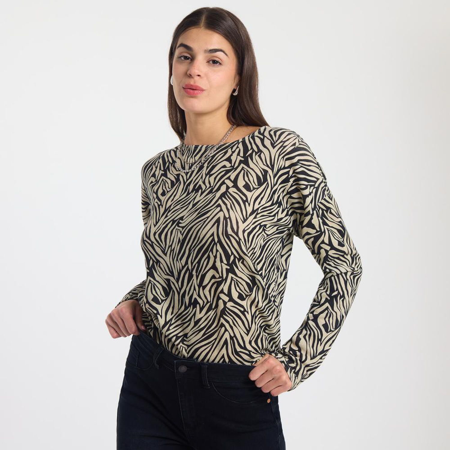 Sweater Tejido B&aacute;sico Delgado Manga Larga Cuello Redondo Mujer Rolly Go image number 0.0