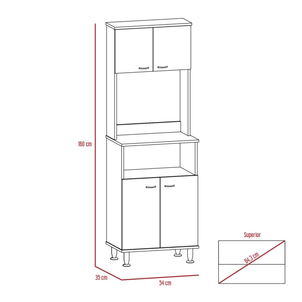 Mueble Microonad 4 Puertas Fm-011b Blanco Y Negro image number 9.0