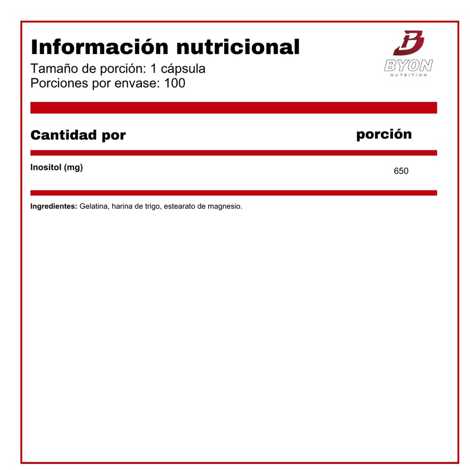 Inositol 650 Mg 100 Caps image number 1.0