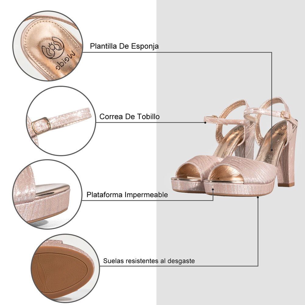 Sandalia Taco Fiesta Elegante Glitter Mujer Weide You237 image number 5.0