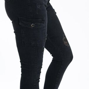 Jeans Destroyed Cargo Mujer Negro
