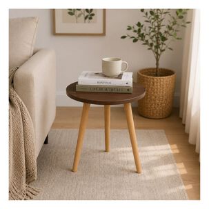 Mesa De Centro Redonda N&oacute;rdica 40x40x55cm Auxiliar Living Marron