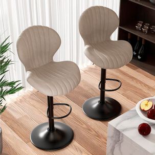 Pack 2 Pisos De Bar Lounge Con Respaldo Y Reposapi&eacute;s Beige