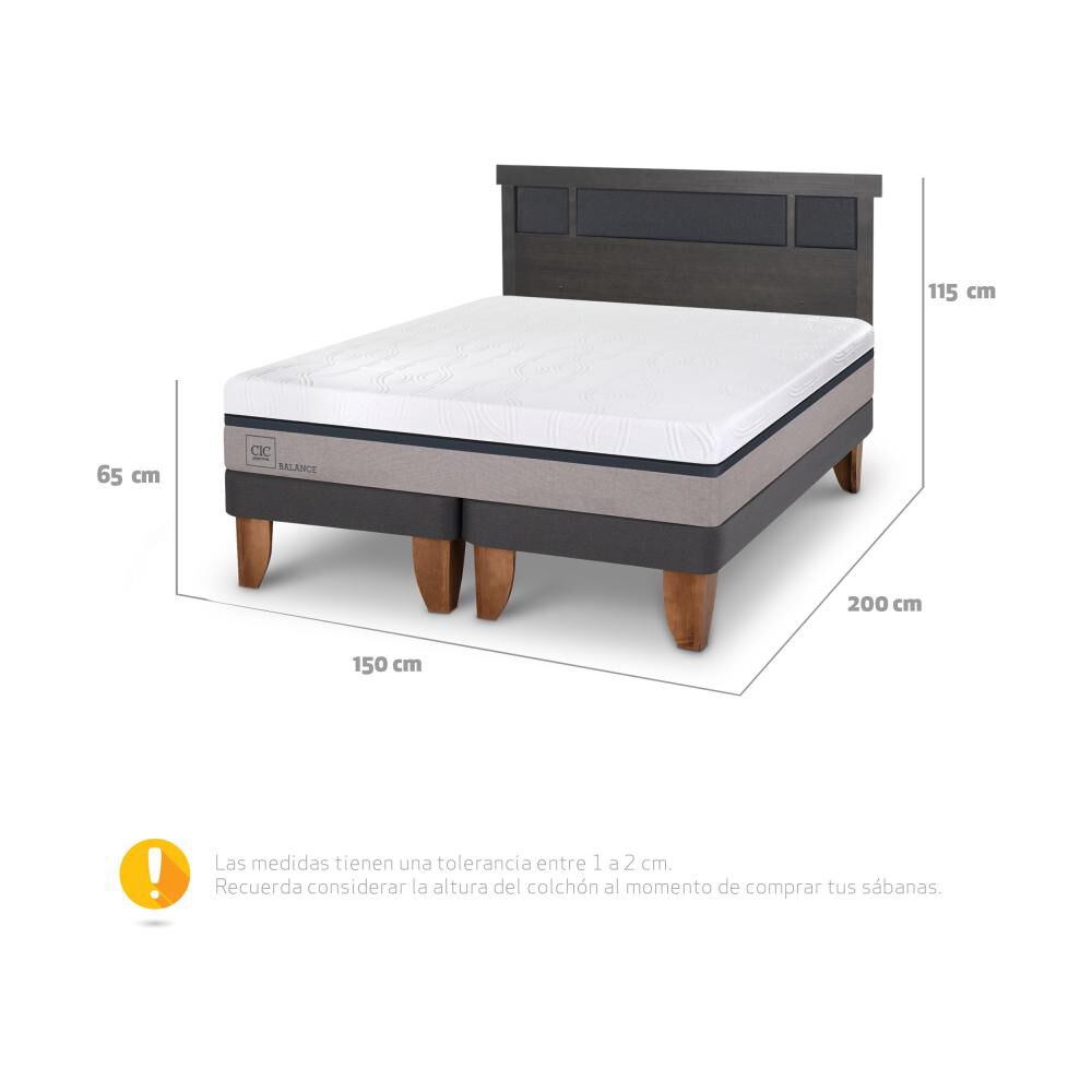 Cama Europea Cic Balance / 2 Plazas / Base Dividida + Respaldo image number 3.0