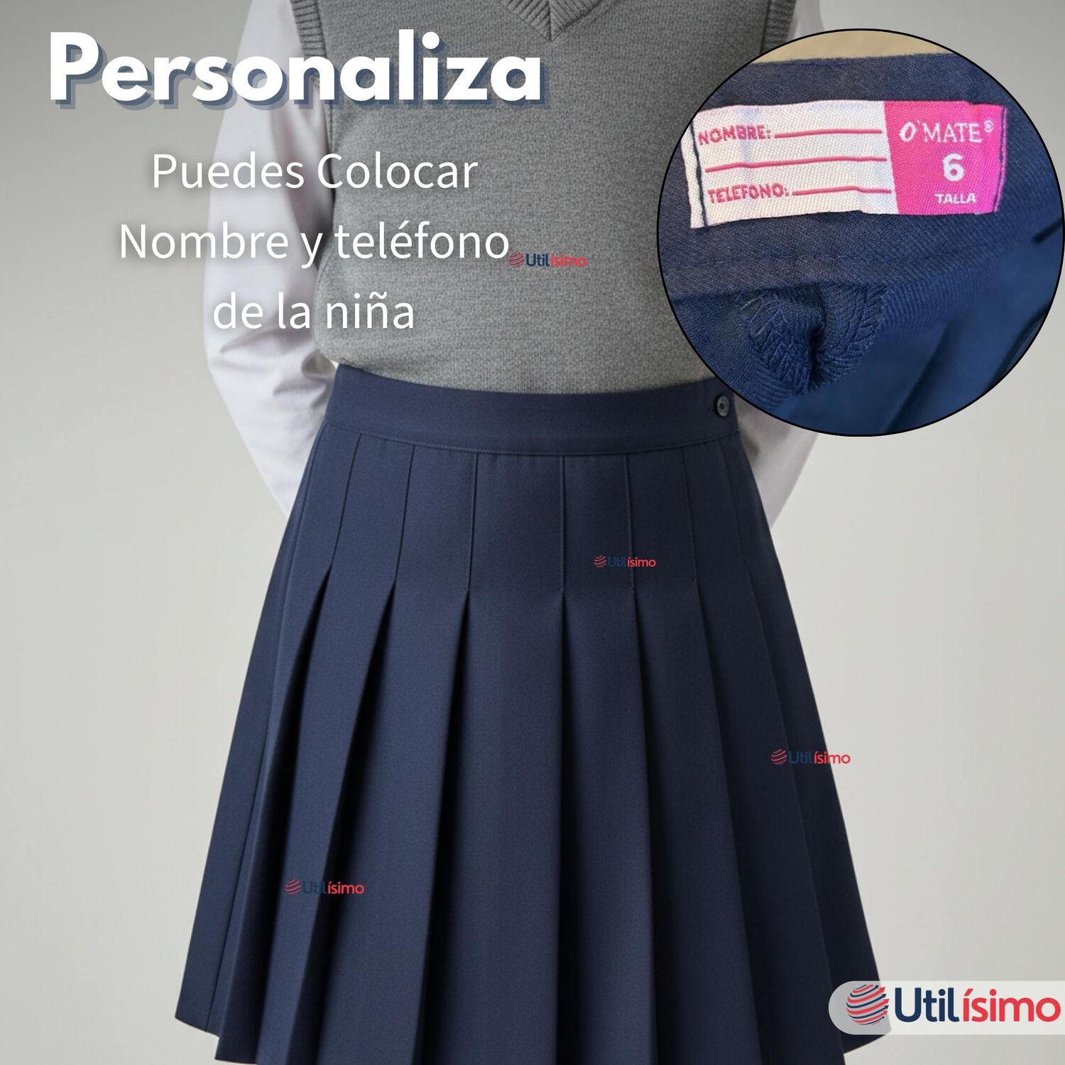 Falda Escolar Color Azul Uniforme Para Ni&ntilde;as image number 5.0