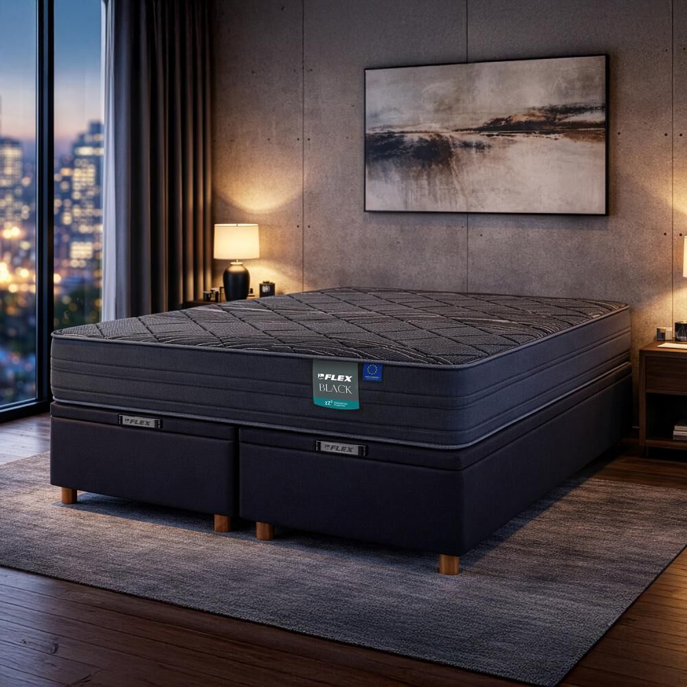 Cama Ba&uacute;l Flex Black / 2 Plazas / Base Dividida image number 4.0