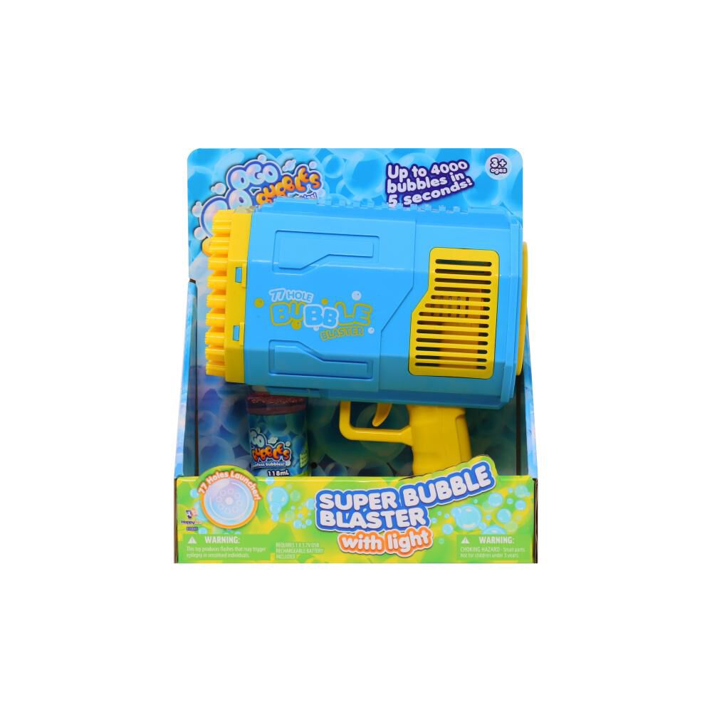 Pistola De Burbujas De 77 Agujeros Con Luz, Solución De Burbujas 100ml Happy Line image number 0.0