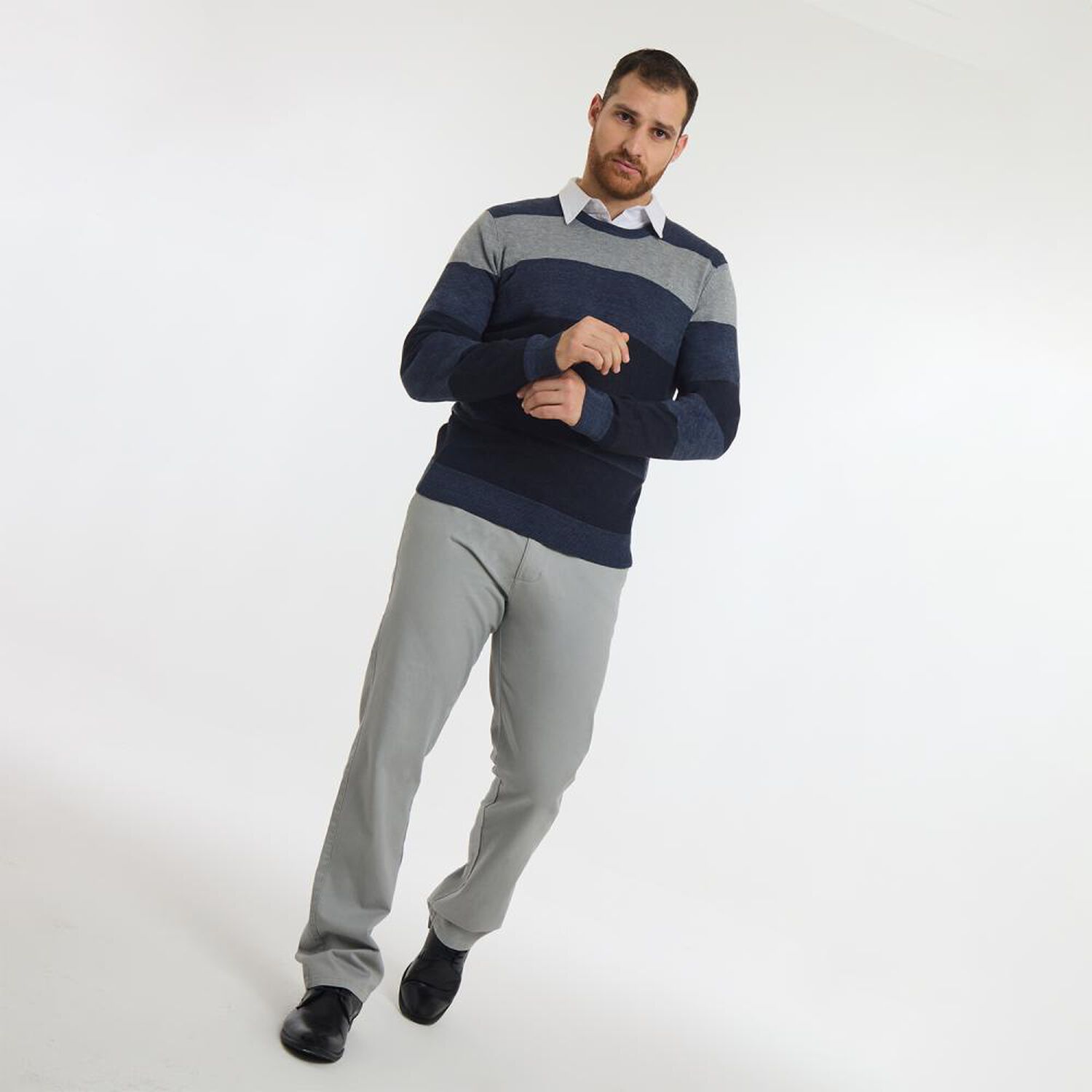 Sweater Rayas Regular Manga Larga Cuello Redondo Hombre Herald image number 1.0