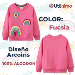 Poler&oacute;n Ni&ntilde;a Manga Larga 100% Algod&oacute;n Fucsia Arcoiris