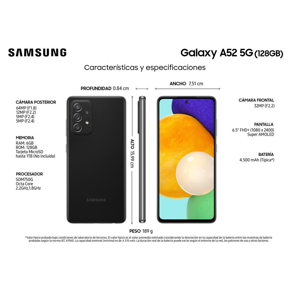 Smartphone Samsung Galaxy A52  / 5G / 128 Gb / Liberado image number 1.0