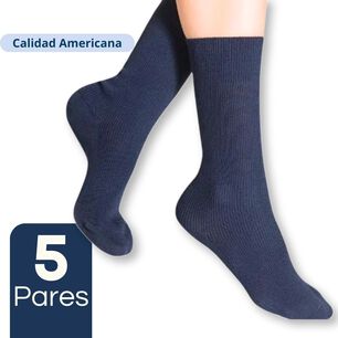 Pack 5 Calcetines Escolar Corto Acr&iacute;lico Azul Unisex