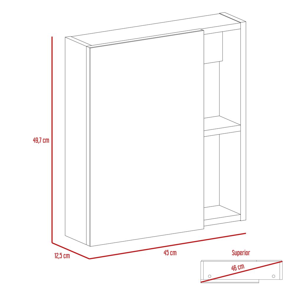 Mueble Botiquin De Ba&ntilde;o Con Espejo 49,7x45x12,5 Cm Blanco image number 7.0