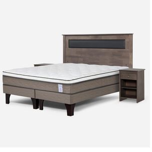 Cama Europea Rosen New Style 6 / 2 Plazas / Base Dividida  + Set Maderas Ferrara Gris