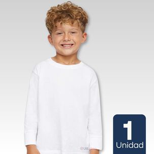 Camiseta Polera Polar Manga Larga Niño Primera Capa Blanco