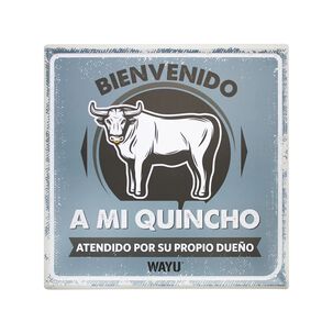 Cuadro Deco Beer Met&aacute;lico Wayu 25x25 Quincho Parrilla Bbq