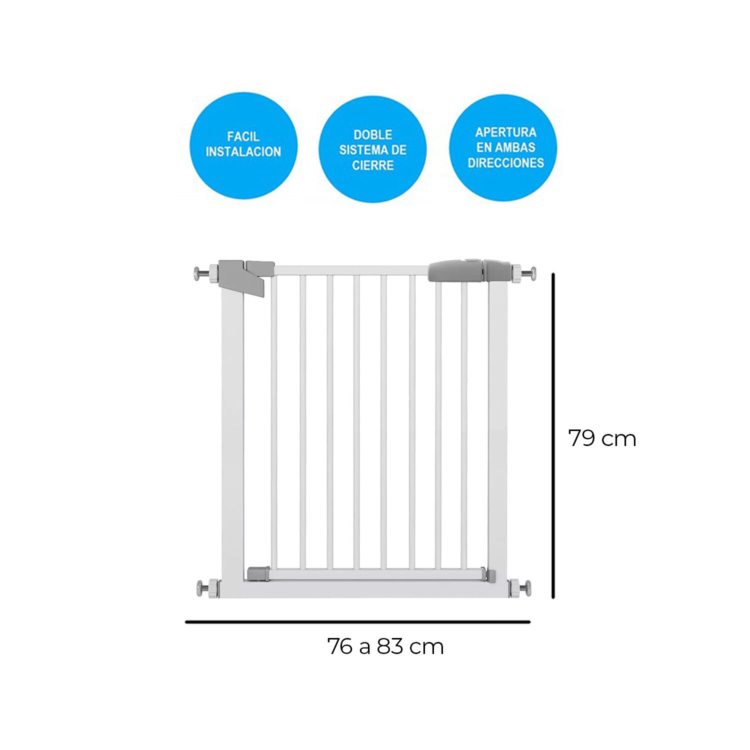 Reja De Seguridad Escalera Para Bebe Y Mascotas 76 A 83 Cm. image number 2.0