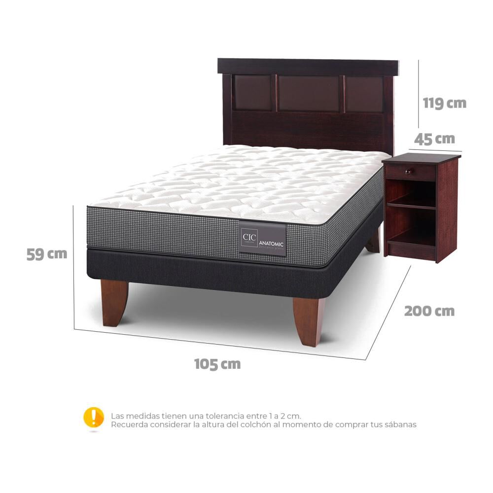 Cama Europea Cic Anatomic / 1.5 Plazas / Base Normal + Set De Maderas image number 3.0