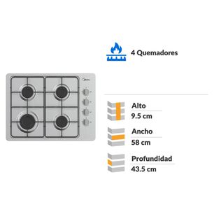 Encimera Midea MG60SL405 / 4 Quemadores