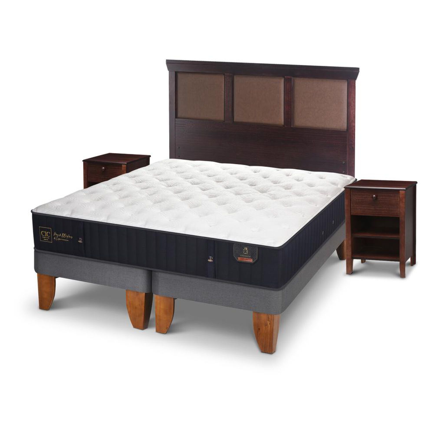 Cama Europea Cic Premium / 2 Plazas / Base Dividida + Set De Maderas image number 3.0
