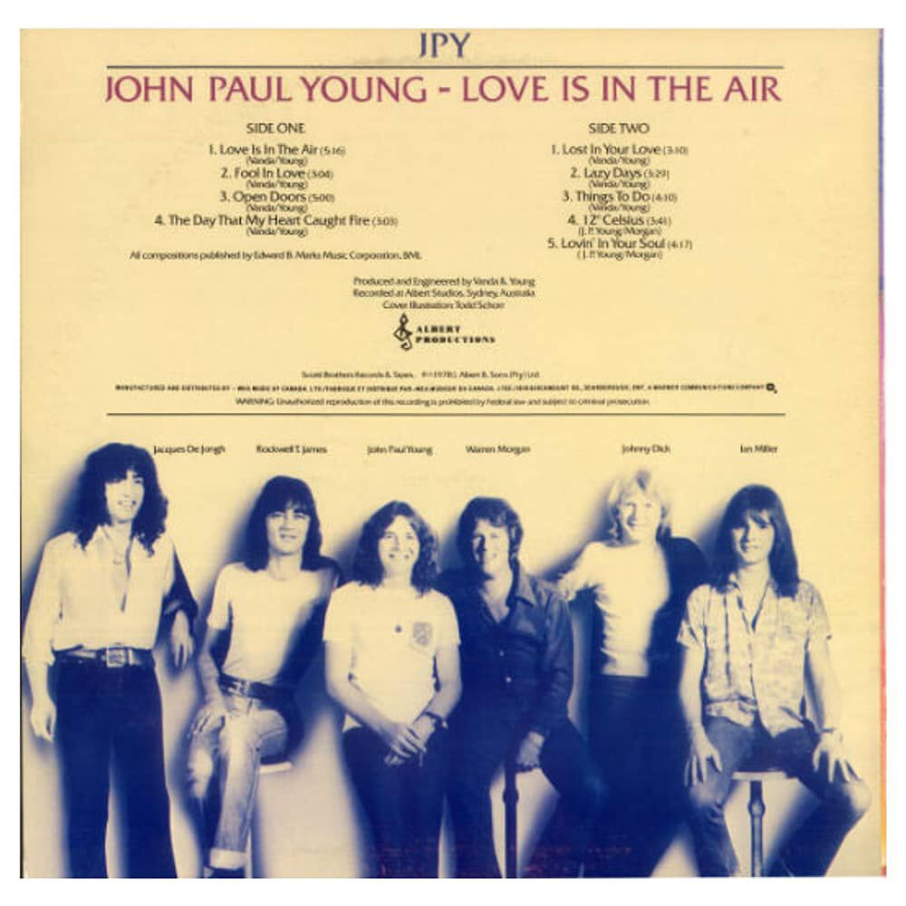 John Paul Young - Love Is In The Air | Vinilo Usado image number 2.0