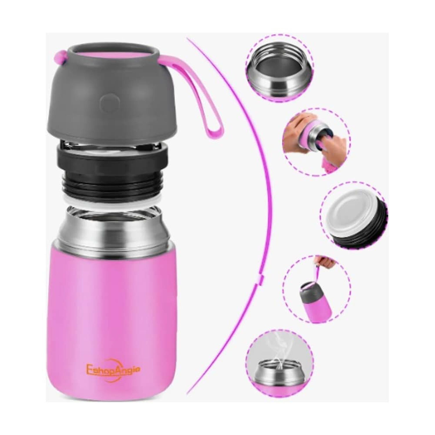 Termo De Comida Acero Inoxidable De 650ml + Cuchara Rosa image number 0.0