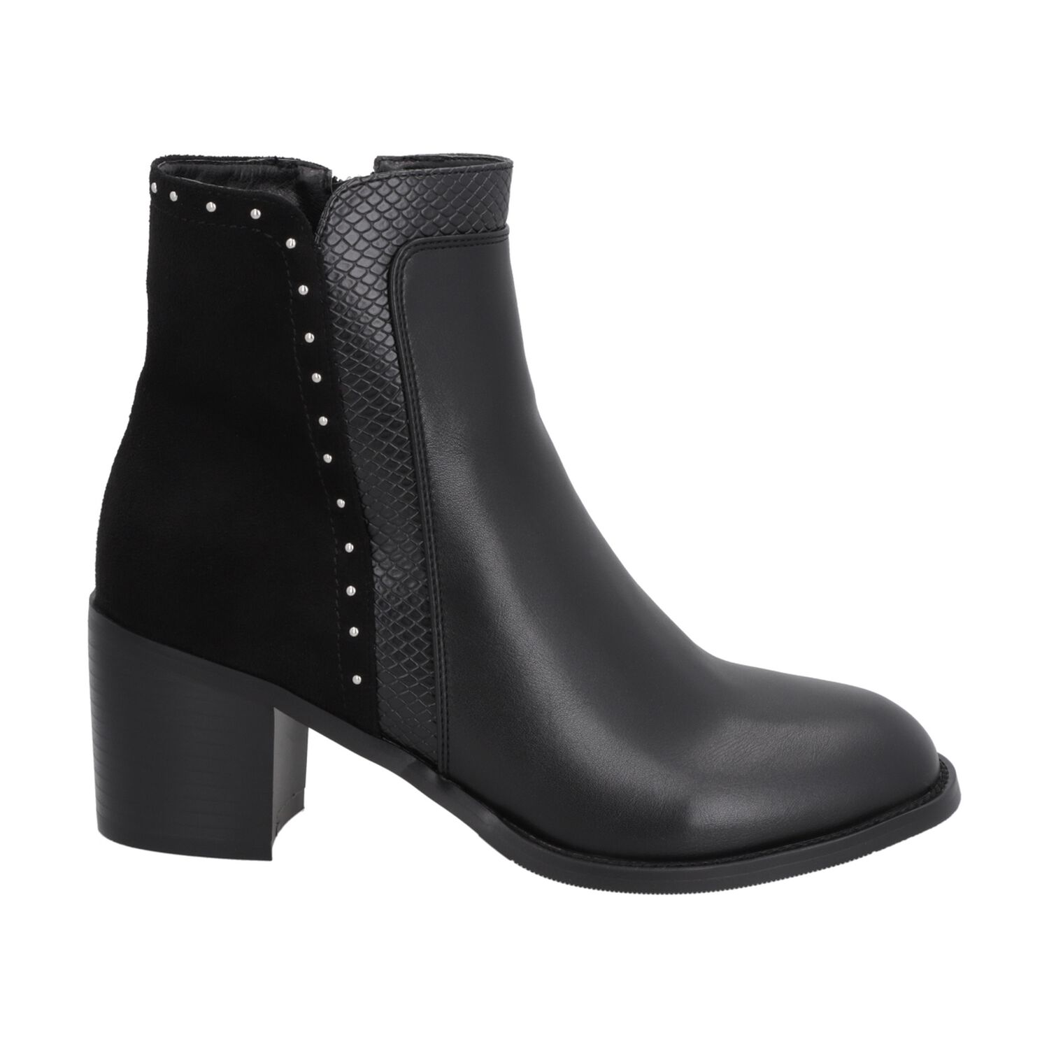 Botin Casual Mujer Negro Taco Medio Noir Police image number 0.0