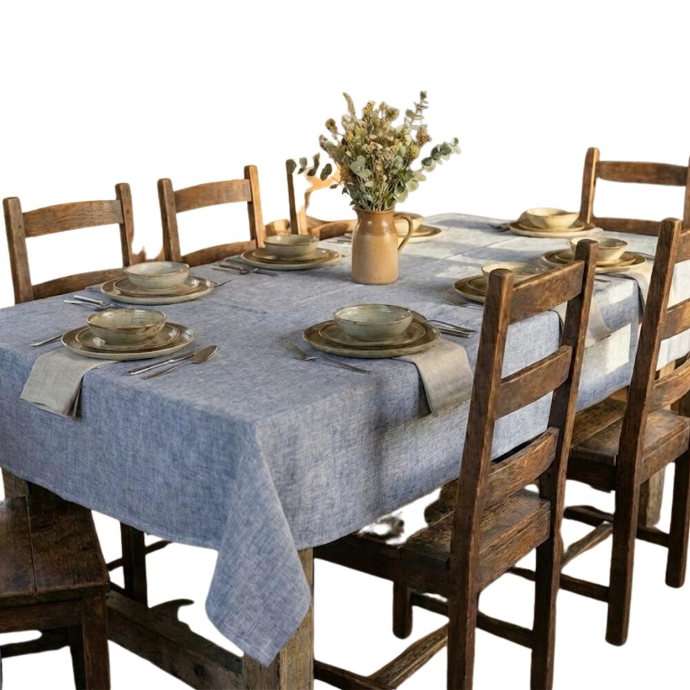 Mantel De Algod&oacute;n Edgar Azul 157x227 Cm image number 0.0