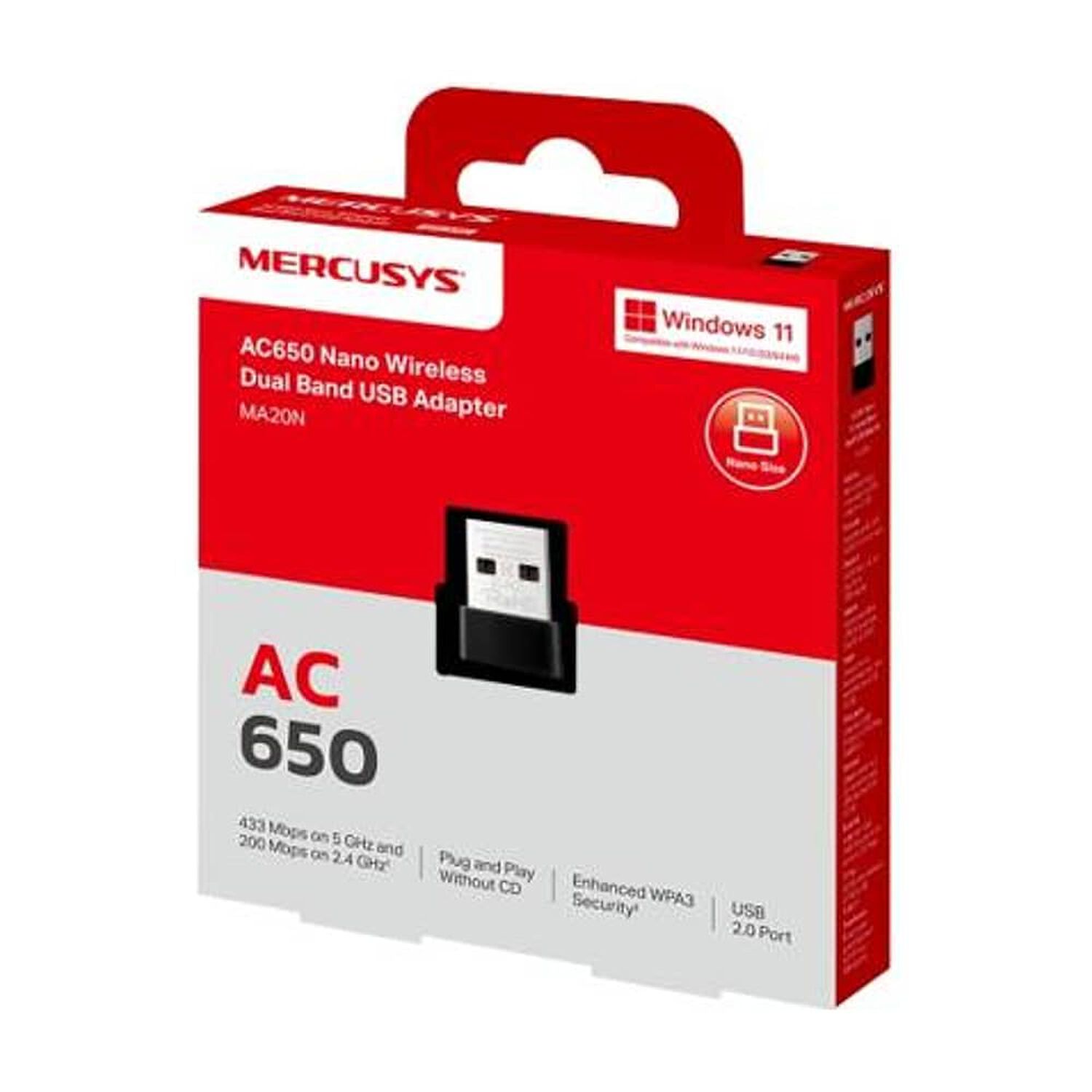 Adaptador Usb Nano Wi-fi Mercusys Ma20n Ac650 - Doble Banda, 433 Mbps, Wpa3, Plug & Play image number 2.0