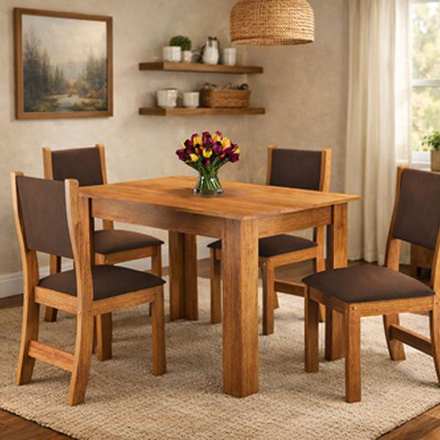 Juego De Comedor 4 Sillas Promesa Caf&eacute; image number 0.0
