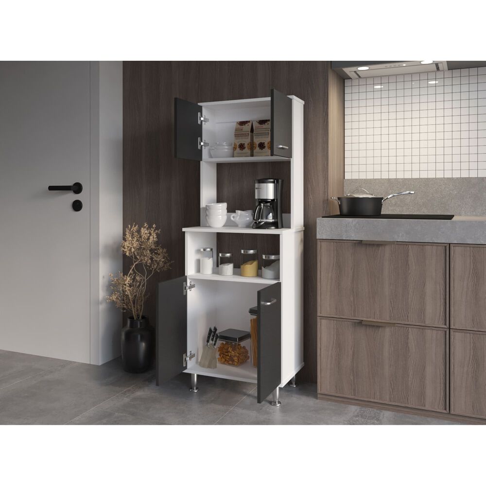 Mueble Microonad 4 Puertas Fm-011b Blanco Y Negro image number 7.0