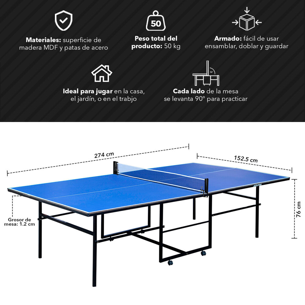 Mesa De Ping Pong Plegable Azul image number 2.0