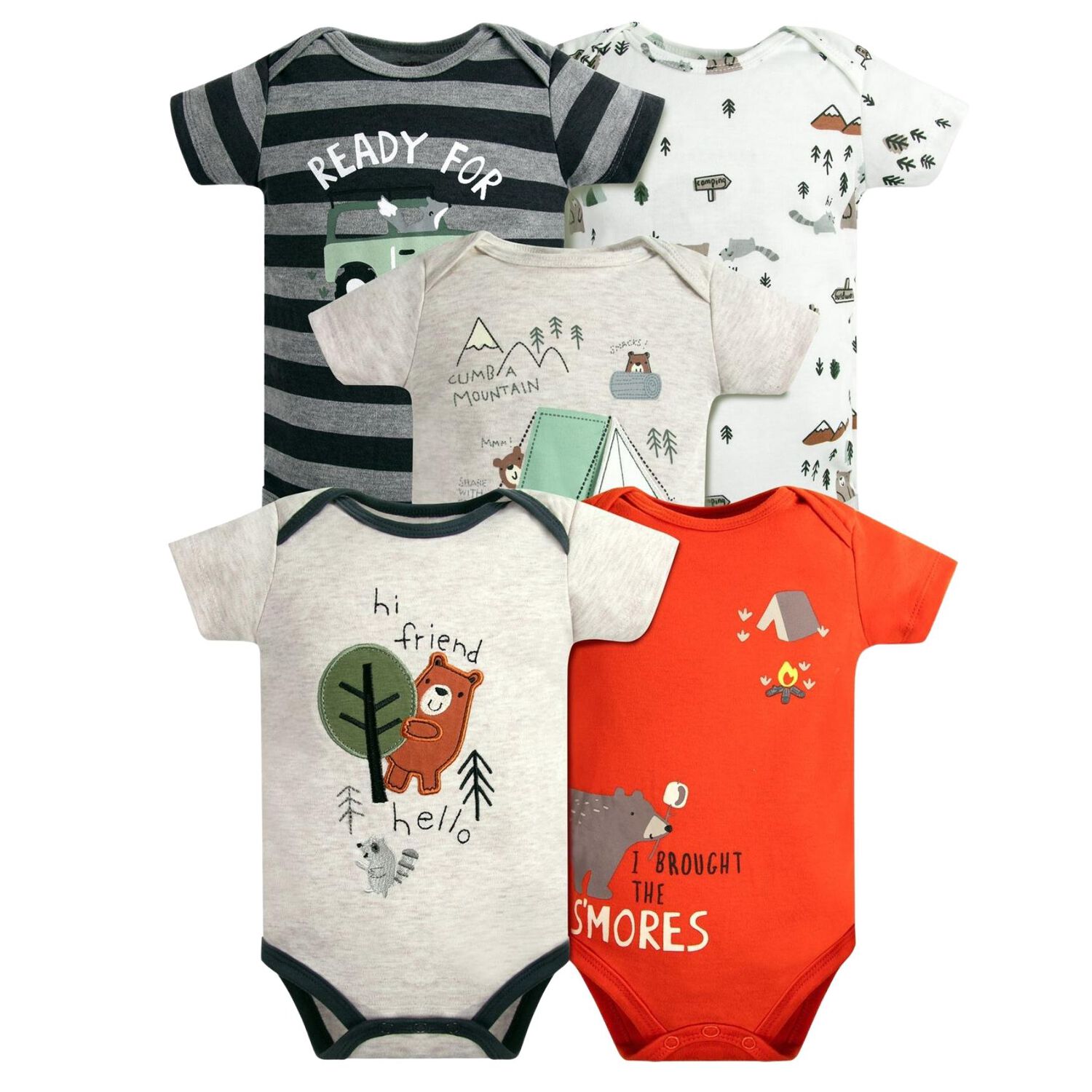 Pack 5 Bodys Ni&ntilde;o Manga Corta Tedmimak 100% Algod&oacute;n Oso Amistoso image number 0.0