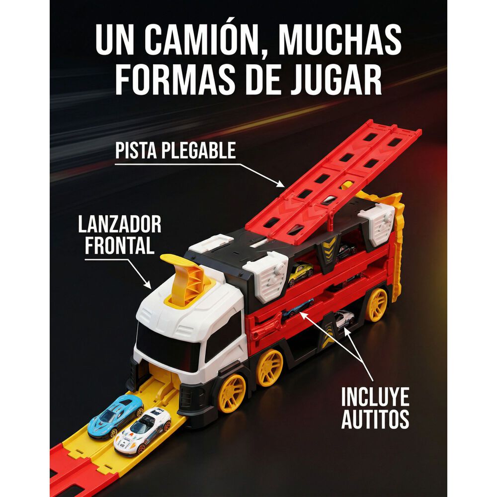 Cami&oacute;n Grande Juguete Ni&ntilde;os Con Autos Y Rampa image number 8.0
