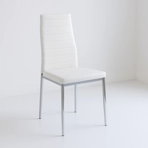 Silla Dining Acolchada Liana Con Patas Cromadas - Blanca