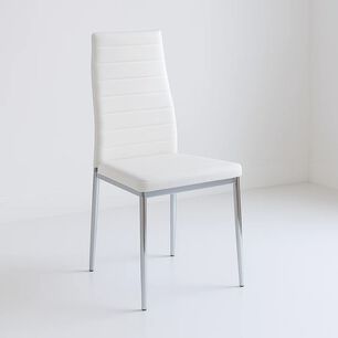 Silla Dining Acolchada Liana Con Patas Cromadas - Blanca