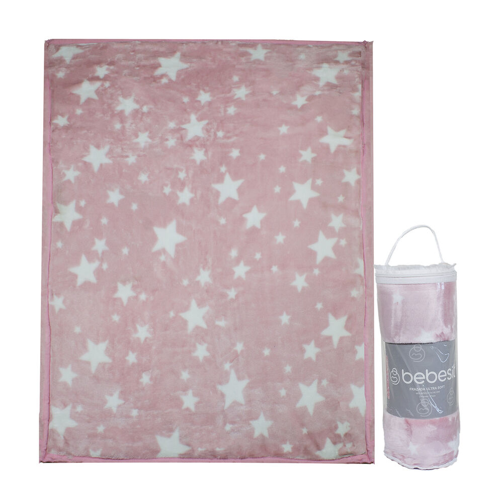 Frazada Ultra Soft Estrella 110x140cm Rosado Bebesit image number 0.0