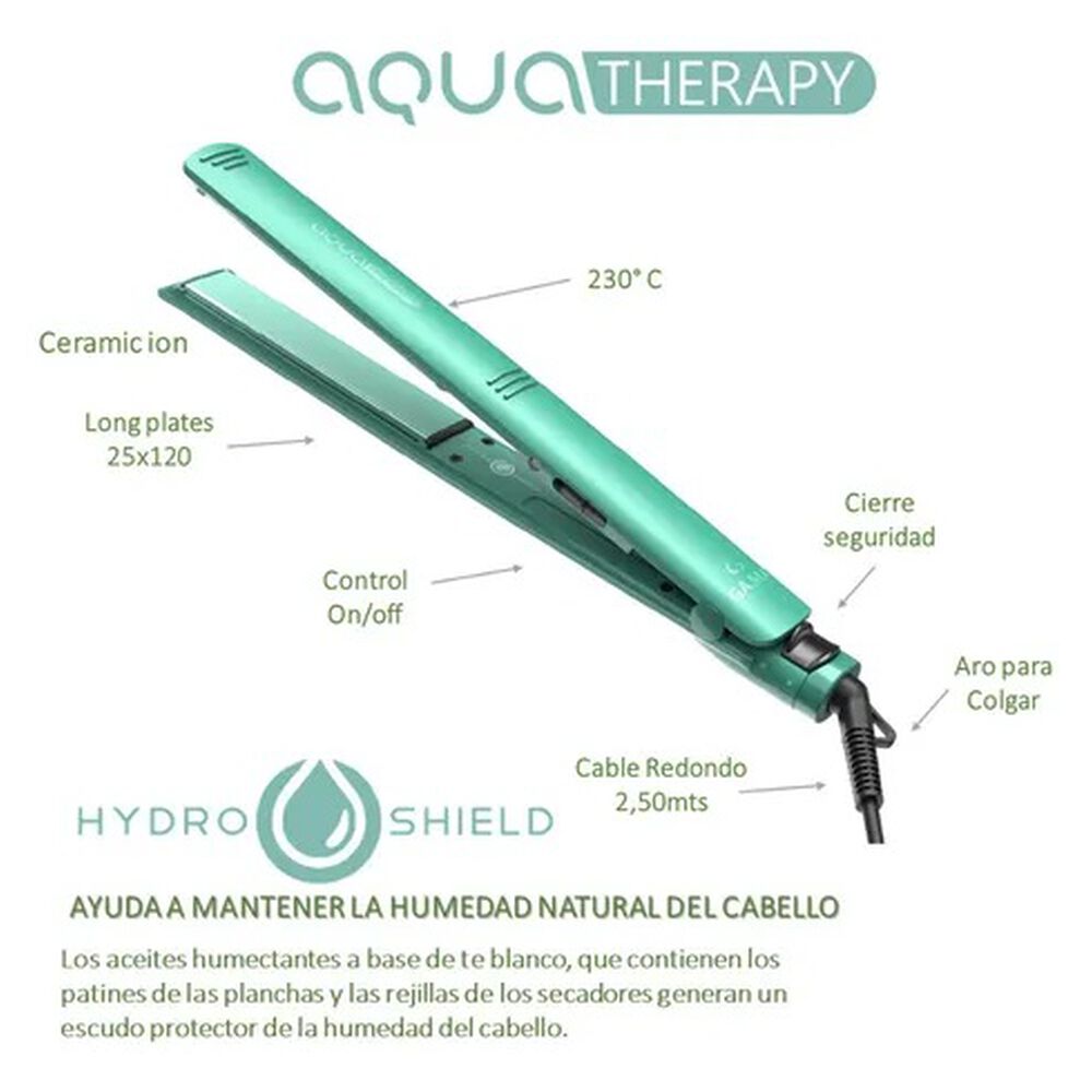 Plancha Alisador De Pelo Gama Elegance Aqua Therapy Hydro Verde 230c image number 1.0