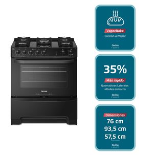 Cocina A Gas 5 Platos Fensa Vaporbake F 6000 T Negra