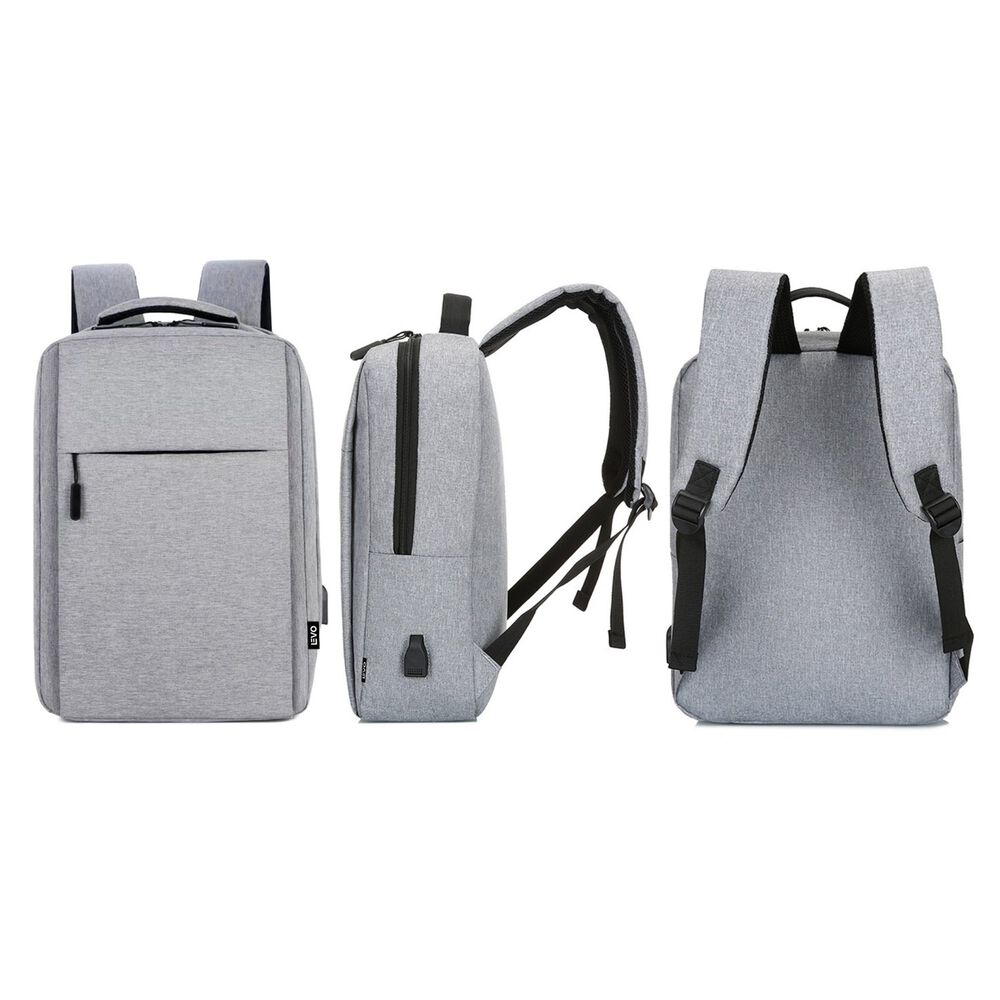 Mochila Para Notebook Con Puerto Usb 15" Gris Levo image number 1.0