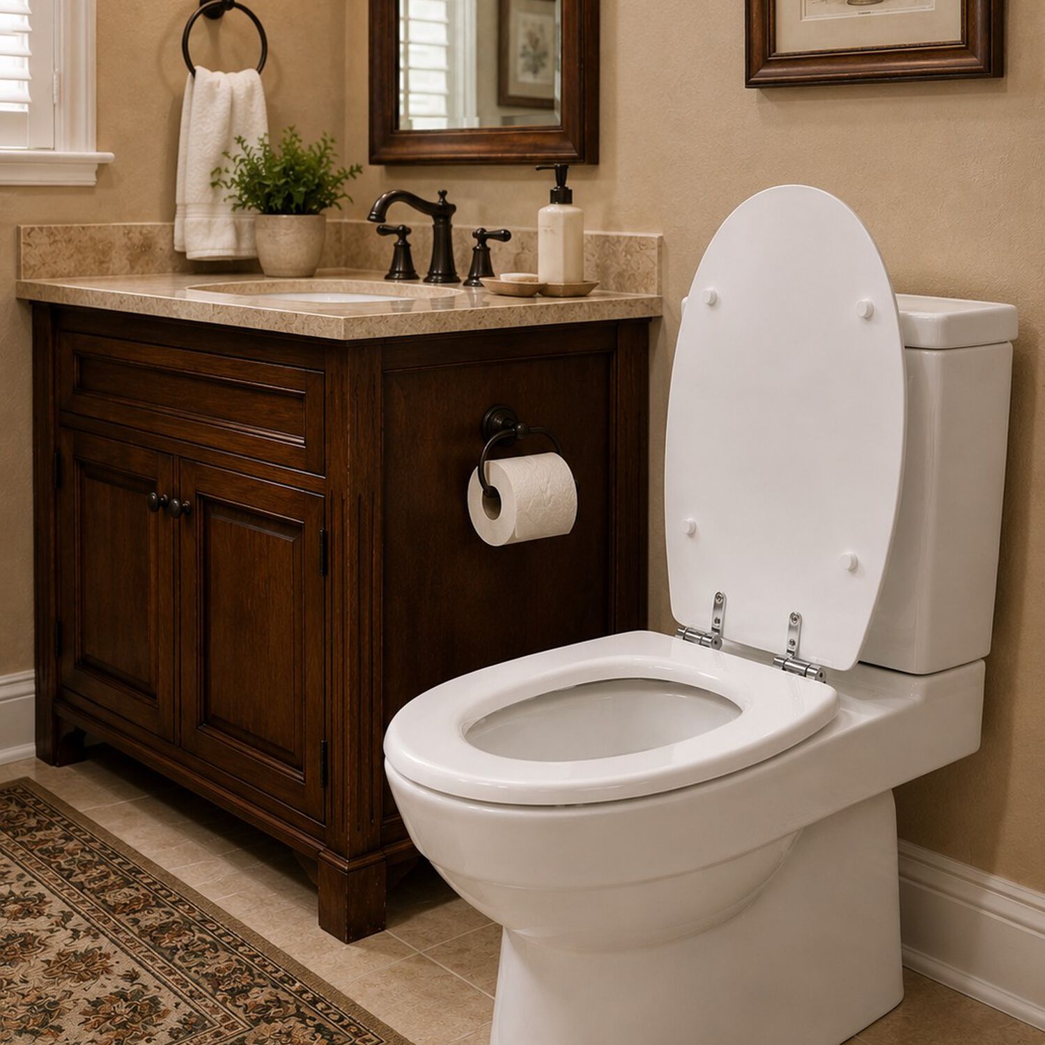 Asiento Tapa Wc Elongado De Madera Con Bisagras Metalica Y Cierre Sueve Modelo Hessen Marca Taumm image number 4.0