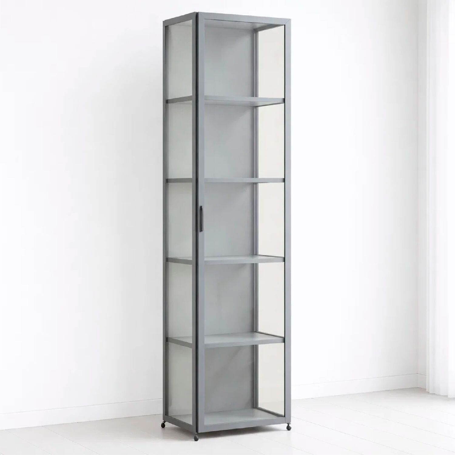 Vitrina Bambooline Estrecha Con Puertas Acr&iacute;licas 5 Niveles 42x33x161 image number 0.0