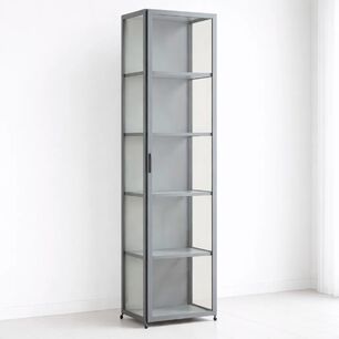 Vitrina Bambooline Estrecha Con Puertas Acr&iacute;licas 5 Niveles 42x33x161