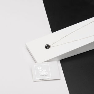 Collar Punto De Luz Plata Italiana 925 Y Cristal Genuino Silver Night