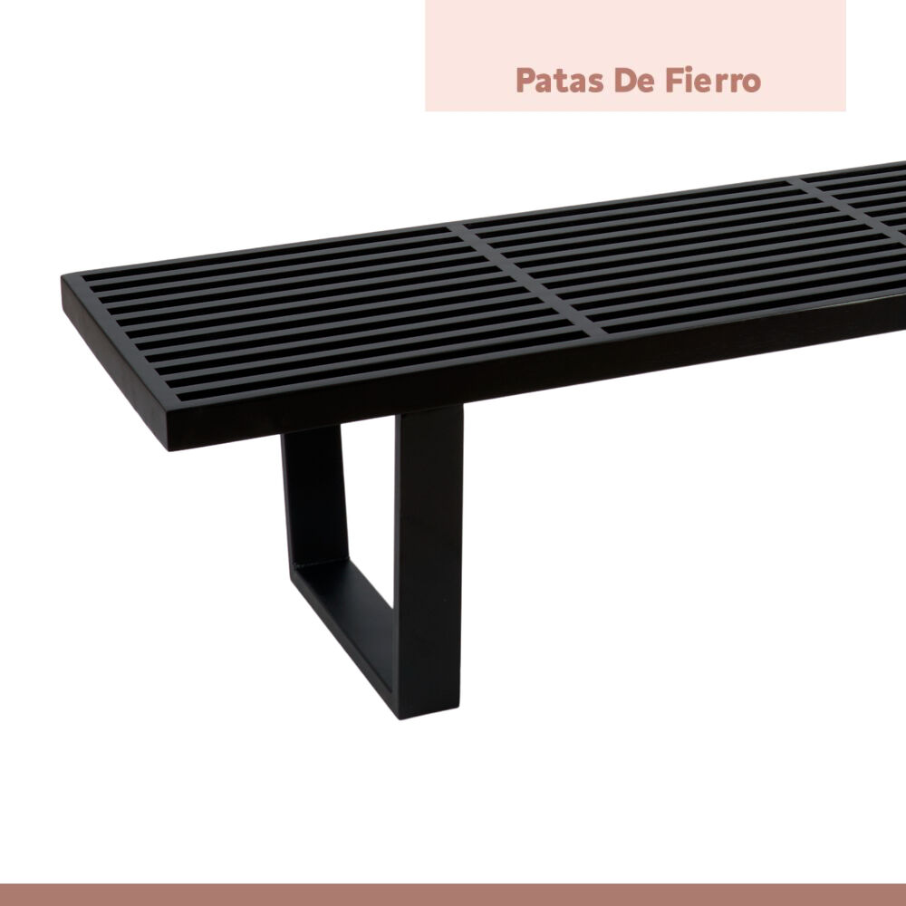 Banqueta De Madera Y Metal George Nelson 160cm - Negra image number 4.0
