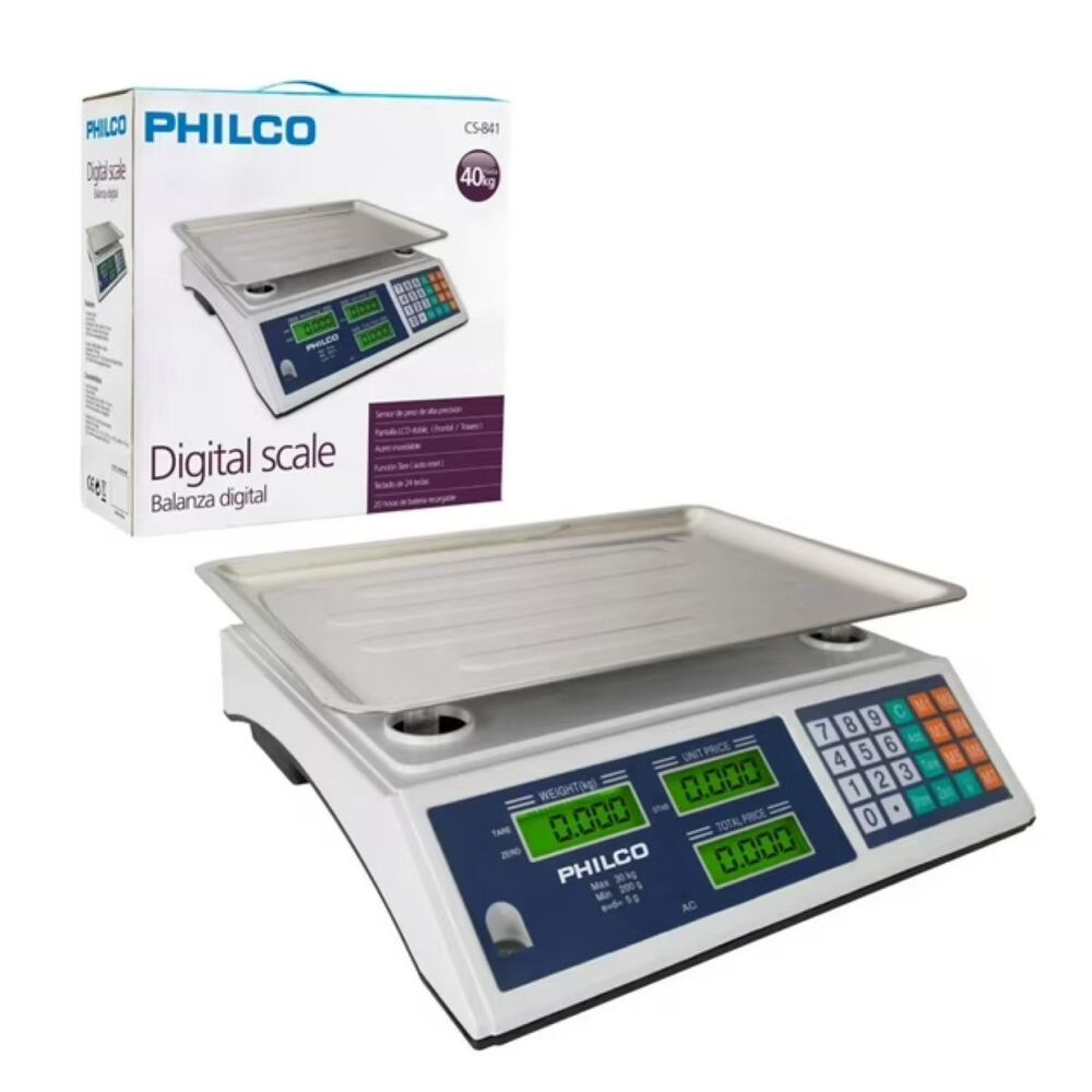 Balanza Peso Digital 40kg Lcd Acero Inoxidable Cs841 image number 1.0
