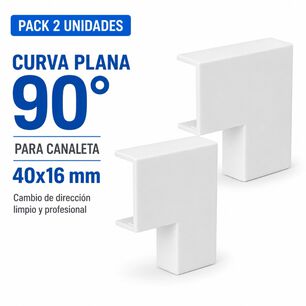 Pack 2un Curva Plana 90&deg; 40x16mm Canaleta