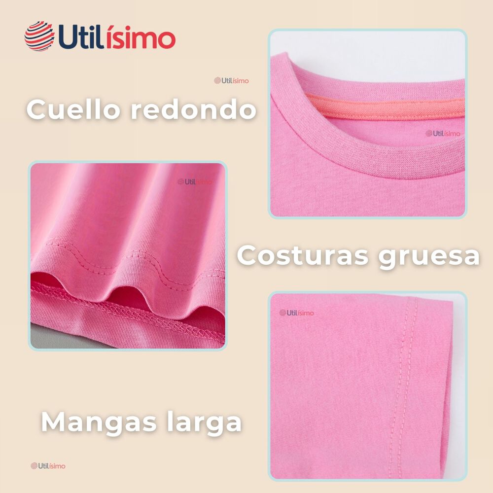 Polera Manga Larga Niña 100% Algodón Dinosauro Fucsia Camiseta image number 4.0