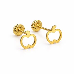 Aros Manzana Calada 5mm Oro 18k Atornillados 0.75gr Mujer Ni&ntilde;a Hipoalerg&eacute;nicos