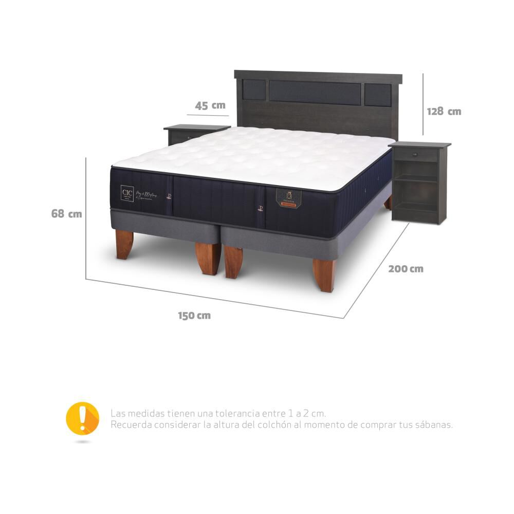 Cama Europea Cic Premium / 2 Plazas / Base Dividida + Set De Maderas image number 5.0