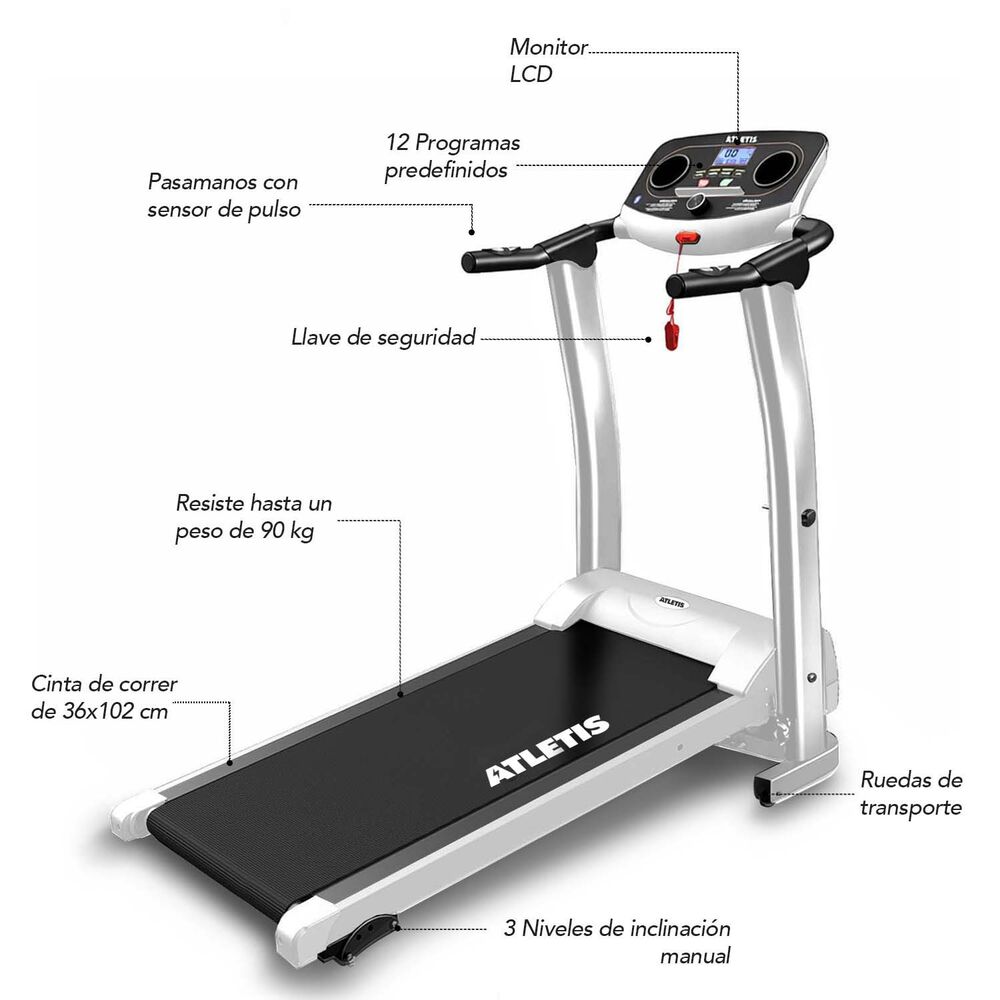 Trotadora M201 12 Km/h 1.5 Hp Blanca image number 5.0